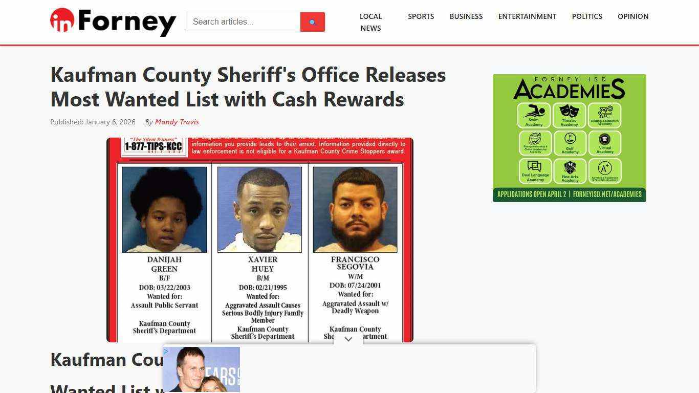 Kaufman County Sheriff's Office Releases Most Wanted List with Cash Rewards